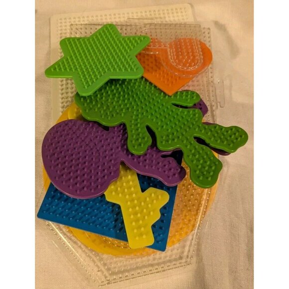 Perler Beads Pegboards Lot Shapes Heart Flower Girl Boy Square Star Booklet Lot - Picture 3 of 16
